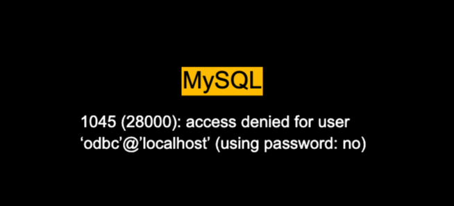 1045 (28000): access denied for user ‘odbc’@’localhost’ (using password: no)