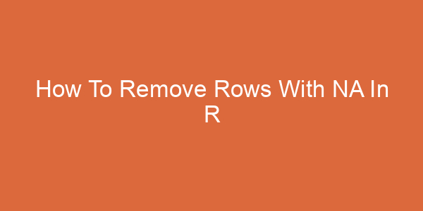 How To Remove Rows With NA In R